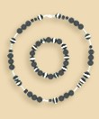 Jewellery set necklace and bracelet lava with striped agate
