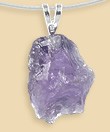 Pendant Amethyst rough stone with silver eyelet