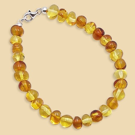 Bracelet amber light and dark with clasp (silver 925)