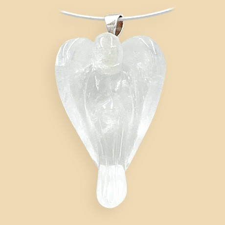 Angel rock crystal pendant 3,5 cm with silver eyelet (925)
